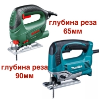 Аренда электролобзиков Bosch PST 650 (65 мм) и Makita JV0600K (90 мм). Направляющая планка и циркуль. УРУЧЬЕ